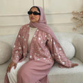 Yasmin Floral Abaya in Nida Fabric Buttoned Abaya Wear Open or Closed Elegant Design for Women
