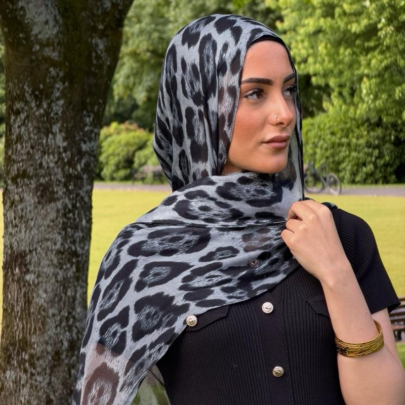 Hayaah Leopard Print Modal Hijab in 3 Shades 180x80cm