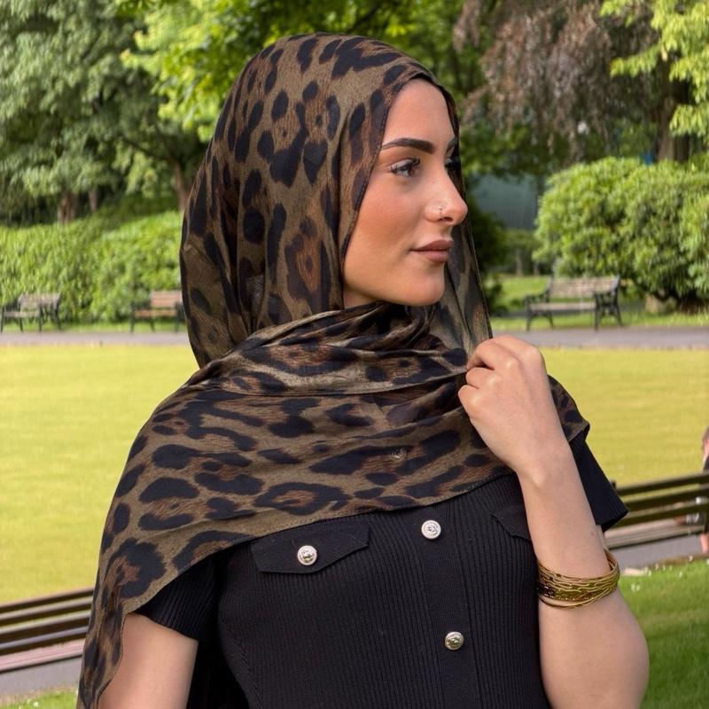 Hayaah Leopard Print Modal Hijab in 3 Shades 180x80cm