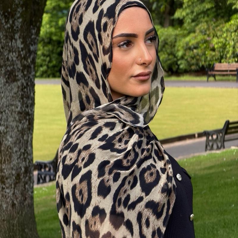 Hayaah Leopard Print Modal Hijab in 3 Shades 180x80cm