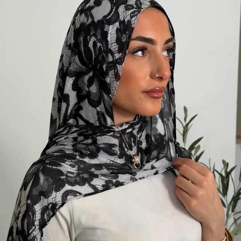 Hayaah Fleurelle Lace Print Hijab 180x70cm